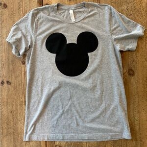 Bella Canvas Gray Tee with Black Mickey Mouse Graphic//Disney